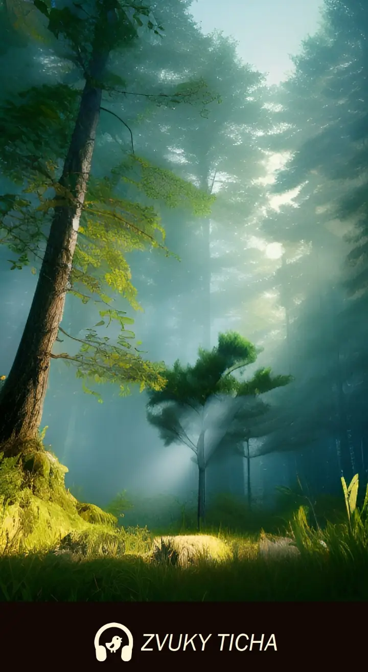 Šum Mirningského lesa, zpěv ptáků a vítr v korunách stromů